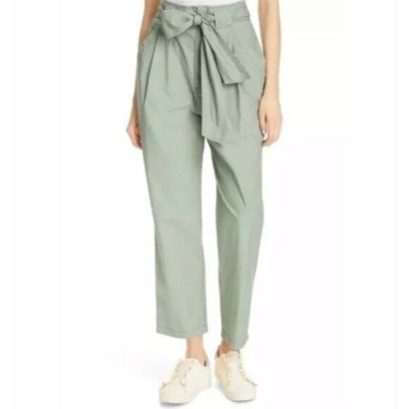 Rebecca Taylor Pants - Rebecca Taylor La Vie Sage Cotton Twill Belted High Rise Trouser Pant 28